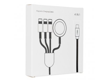 Kabel typu USB-C 4v1 pro iPhone Lightning 8-pin + Typ USB-C + Micro + Apple Watch 3W 1A C3186 bílý