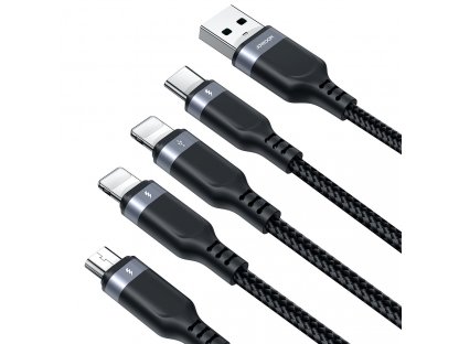 USB 4v1 USB-A - USB-C / 2 x Lightning / Micro nabíjecí a datový kabel 1,2 m Joyroom - černý