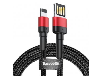 Kabel USB Cafule - iPhone Lightning 8-pin 2,4A 1 metr červený/černý CALKLF-G91