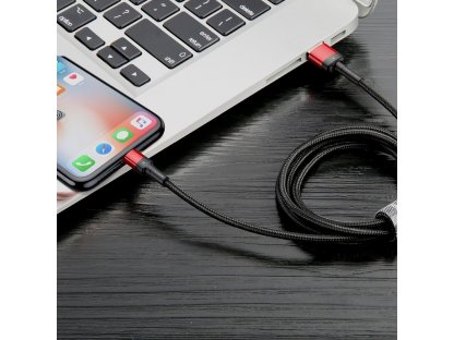 Kabel USB Cafule - iPhone Lightning 8-pin 2,4A 1 metr červený/černý CALKLF-G91