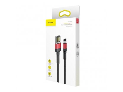 Kabel USB Cafule - iPhone Lightning 8-pin 2,4A 1 metr červený/černý CALKLF-G91