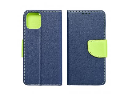 Knížkové pouzdro Fancy pro XIAOMI Redmi NOTE 12 4G navy blue / limetkově zelené