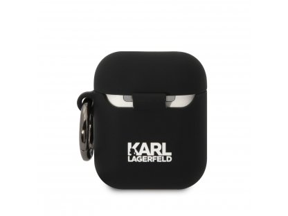 Silikonové Pouzdro Karl Lagerfeld 3D Logo NFT Karl and Choupette pro AirPods 1/2 - černé