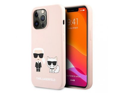 Karl Lagerfeld Karl & Choupette Silikonové Pevné pouzdro pro iPhone 13 Pro / 13 6,1" - světle růžové 