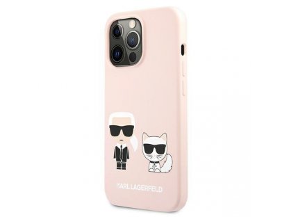 Karl Lagerfeld Karl & Choupette Silikonové Pevné pouzdro pro iPhone 13 Pro / 13 6,1" - světle růžové 