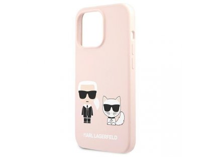 Karl Lagerfeld Karl & Choupette Silikonové Pevné pouzdro pro iPhone 13 Pro / 13 6,1" - světle růžové 