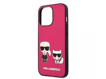 Karl Lagerfeld Pevné pouzdro Ikonik Karl & Choupette pro iPhone 13 Pro Max 6,7" - fuchsiové 