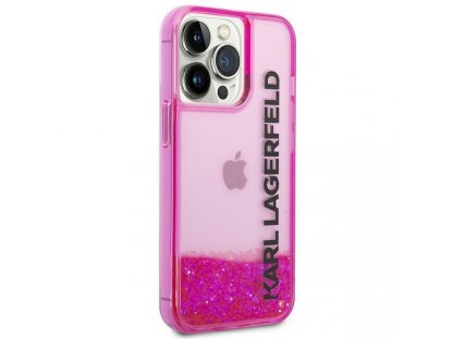 Karl Lagerfeld pevný obal Liquid Glitter Elong pro iPhone 14 Pro 6,1" - růžový