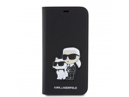 Karl Lagerfeld PU Saffiano Karl and Choupette NFT Book Pouzdro pro iPhone 11 - černé