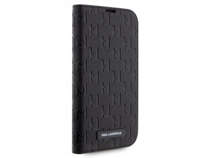 Pouzdro Karl Lagerfeld PU Saffiano Monogram Book pro iPhone 13 Pro Max - černé