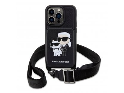 Kryt Karl Lagerfeld Saffiano Crossbody Karl and Choupette NFT pro iPhone 14 Pro - černý