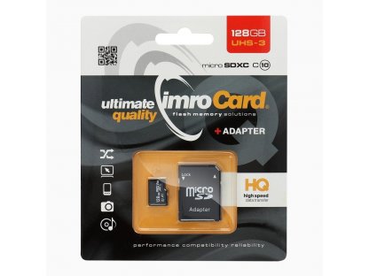 Paměťová karta MicroSD 128GB CLASS 10 UHS 3 100MB/s s SD adaptérem