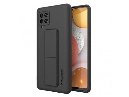 Kickstand Case flexibilní silikonový zadní kryt se stojánkem pro Samsung Galaxy A42 5G černý