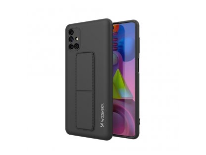 Kickstand Case flexibilní silikonový zadní kryt se stojánkem pro Samsung Galaxy M51 černý