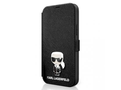 KLFLBKP12SIKMSBK Pouzdro pro iPhone 12 mini 5,4" black/black book Saffiano Ikonik Metal