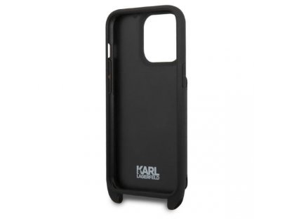 KLHCP13LSAKHPK Saffiano Metal Karl Head Pevné pouzdro pro iPhone 13 Pro / 13 6,1" - černé