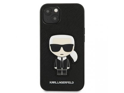 KLHCP13SOKPK Pouzdro pro iPhone 13 mini - 5,4" černé Saffiano Ikonik Karl`s Patch