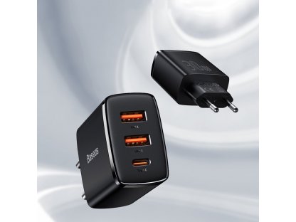 Kompaktní rychlonabíječka 2x USB / USB typu C 30W 3A Power Delivery Quick Charge bílá (CCXJ-E02)