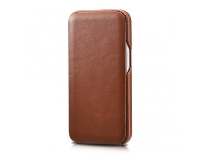 Kožené peněženkové pouzdro Curved Edge Vintage Folio pro iPhone 13 Pro hnědé (RIX1303-BN)