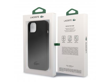 Lacoste Liquid Silicone Glossy Printing Logo Kryt pro iPhone 13 mini - černý