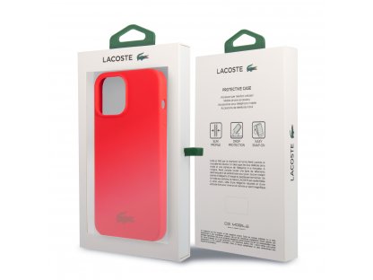 Lacoste Liquid Silicone Glossy Printing Logo Kryt pro iPhone 13 Pro - červený