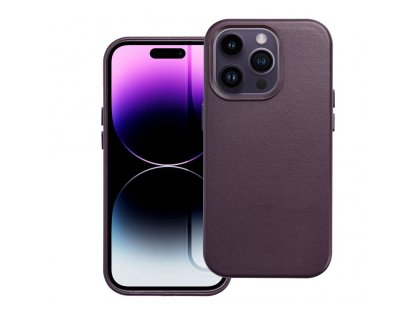 Kožený kryt Mag pro IPHONE 14 tmavě fialový