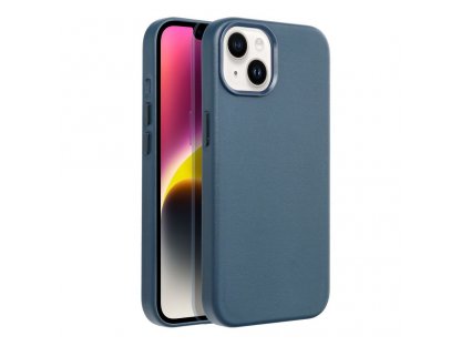 Kožený zadní kryt Mag pro IPHONE 14 indigově modrý