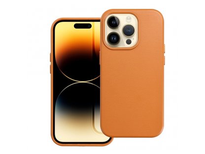 Kožený zadní kryt Mag pro IPHONE 14 oranžový