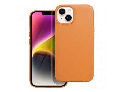 Kožený zadní kryt Mag pro IPHONE 14 oranžový