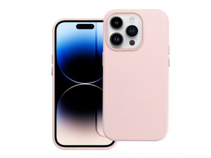 Kožený zadní kryt Mag pro IPHONE 14 písečně růžový