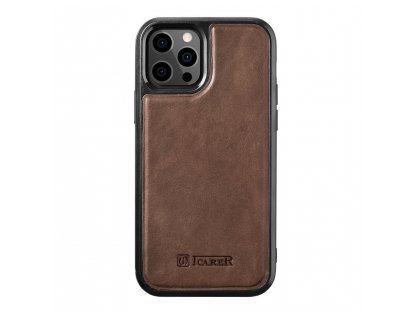 Leather Oil Wax Pouzdro pokryté kůží iPhone 12 Pro / iPhone 12 hnědé (ALI1205-BN)