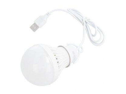 LED žárovka do USB bílé světlo 5W kabel dlouhý 1m 350lm