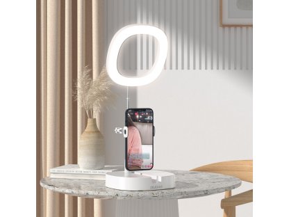 LED kruhové světlo s držákem pro telefon pro nahrávání živého vysílání YouTube TikTok Instagram videa bílé (F16)