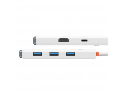 Lite Series adaptér HUB USB Type C - HDMI / 4x USB 3.0 20cm bílý (WKQX040002)