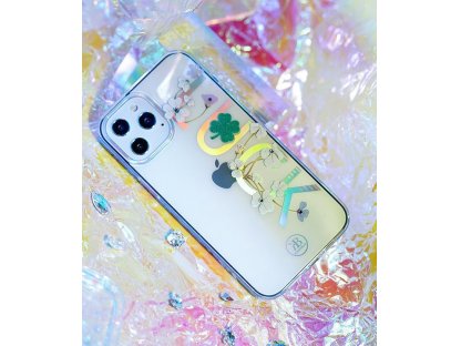 Lucky Series pouzdro zdobené originálními krystalky Swarovski iPhone 12 Mini průsvitné (Clover)