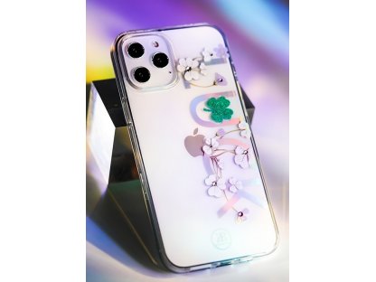 Lucky Series pouzdro zdobené originálními krystalky Swarovski iPhone 12 Mini průsvitné (Clover)