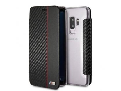 "M" Carbon Leather Book Case Pouzdro černé pro Samsung G965 Galaxy S9 Plus