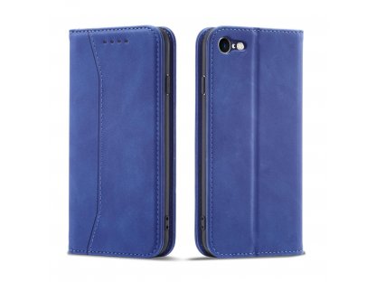 Magnet Fancy Case pouzdro na telefon, peněženka a stojánek v jednom pro iPhone SE 2022 / SE 2020 / iPhone 8 / iPhone 7 - modrý