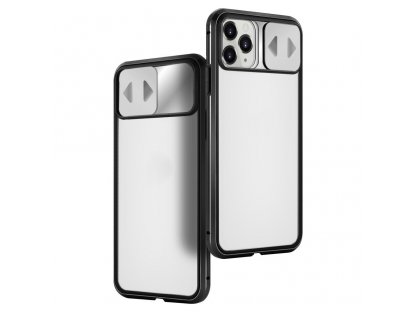 Magnetic Cam Slider Case magnetické pouzdro 360 na celý telefon + sklo na displej + clona na kameru Huawei P40 černé