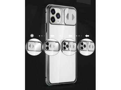 Magnetic Cam Slider Case magnetické pouzdro 360 na celý telefon + sklo na displej + clona na kameru Huawei P40 černé