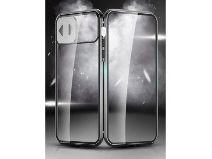 Magnetic Cam Slider Case magnetické pouzdro 360 na celý telefon + sklo na displej + clona na kameru Huawei P40 černé