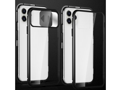 Magnetic Cam Slider Case magnetické pouzdro 360 na celý telefon + sklo na displej + clona naa kameru Huawei P30 Pro černé