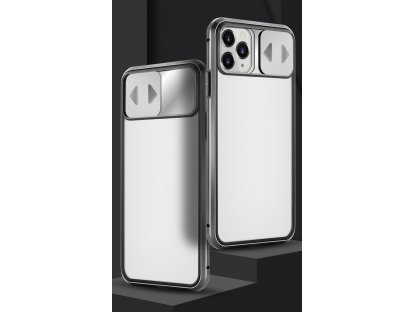 Magnetic Cam Slider Case magnetický 360 celoplošný skleněný kryt kamery telefonu Huawei P40 Lite / Nova 7i / Nova 6 SE černý