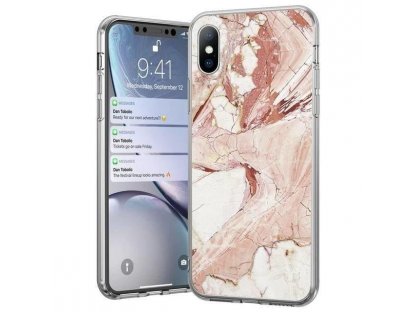 Marble gelové pouzdro mramorované iPhone 12 Pro / iPhone 12 růžové