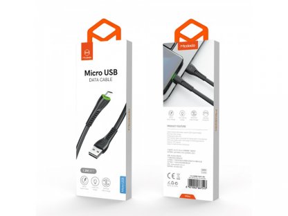 Mcdodo nabíjecí / datový kabel Micro USB s LED indikátorem 1,2m Flying Fish Series, černá