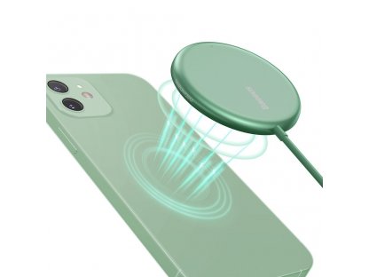mini magnetická bezdrátová indukční nabíječka Qi 15 W (kompatibilní s MagSafe pro iPhone) zelená (WXJK-H06)m