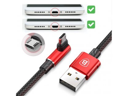 MVP Elbow Type Úhlový kabel s boční zástrčkou micro USB 1.5A 2M černý