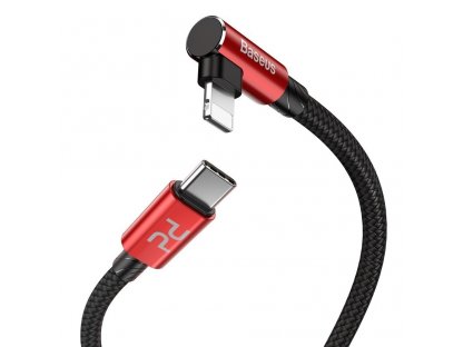 MVP Elbow úhlový kabel s boční zástrčkou USB Typ C Power Delivery / Lightning 1m 18W 3.5A červený (CATLMVP-A09)