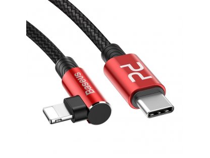 MVP Elbow úhlový kabel s boční zástrčkou USB Typ C Power Delivery / Lightning 1m 18W 3.5A červený (CATLMVP-A09)