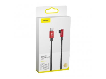 MVP Elbow úhlový kabel s boční zástrčkou USB Typ C Power Delivery / Lightning 1m 18W 3.5A červený (CATLMVP-A09)